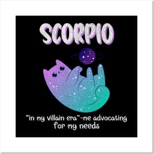 Scorpio Cat In My Villain Era Zodiac Sign Astrology Birthday Posters and Art